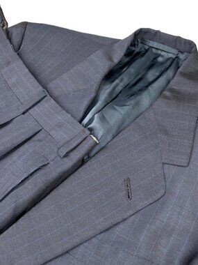 VTG Oxxford Clothes Men's Manhattan Lightweight Suit Blue Stripe • 43R | 34x30